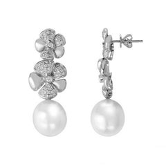 South Sea Pearl Diamond Gold Drop Earrings