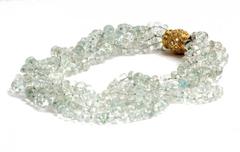 Goshenite Multi Strand Necklace with Gold Diamond Clasp Goshenite Multi Strand Necklace with Gold Diamond Clasp