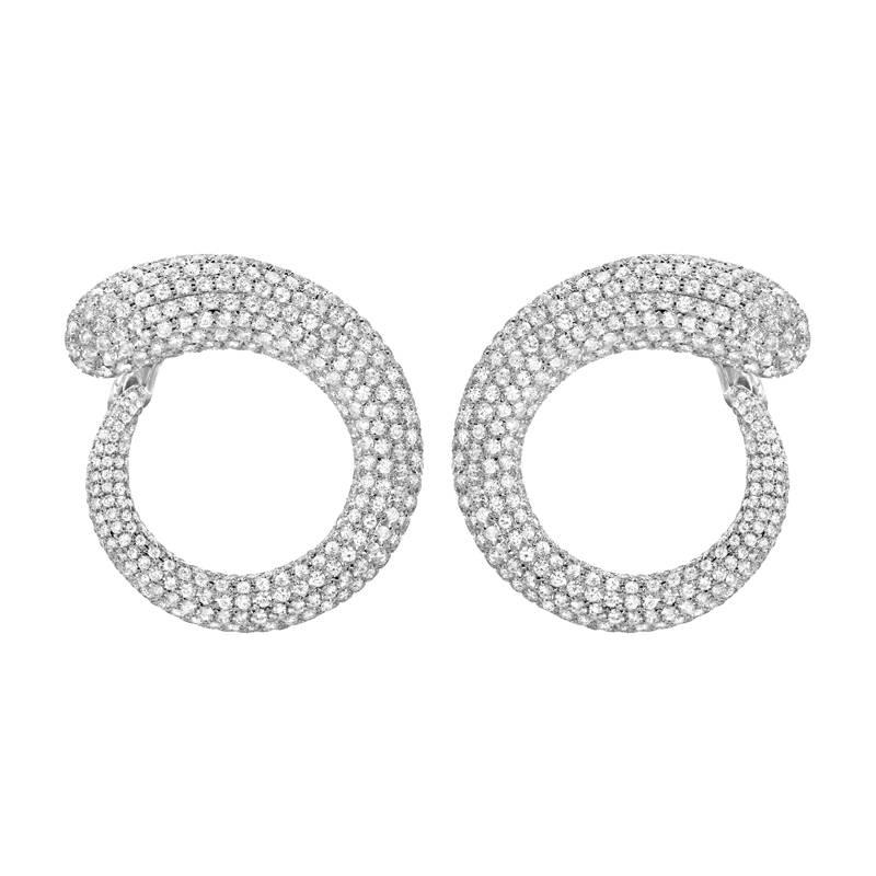 Diamond Pavé Gold Spiral Earrings