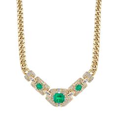 Emerald Diamond Gold Necklace 12