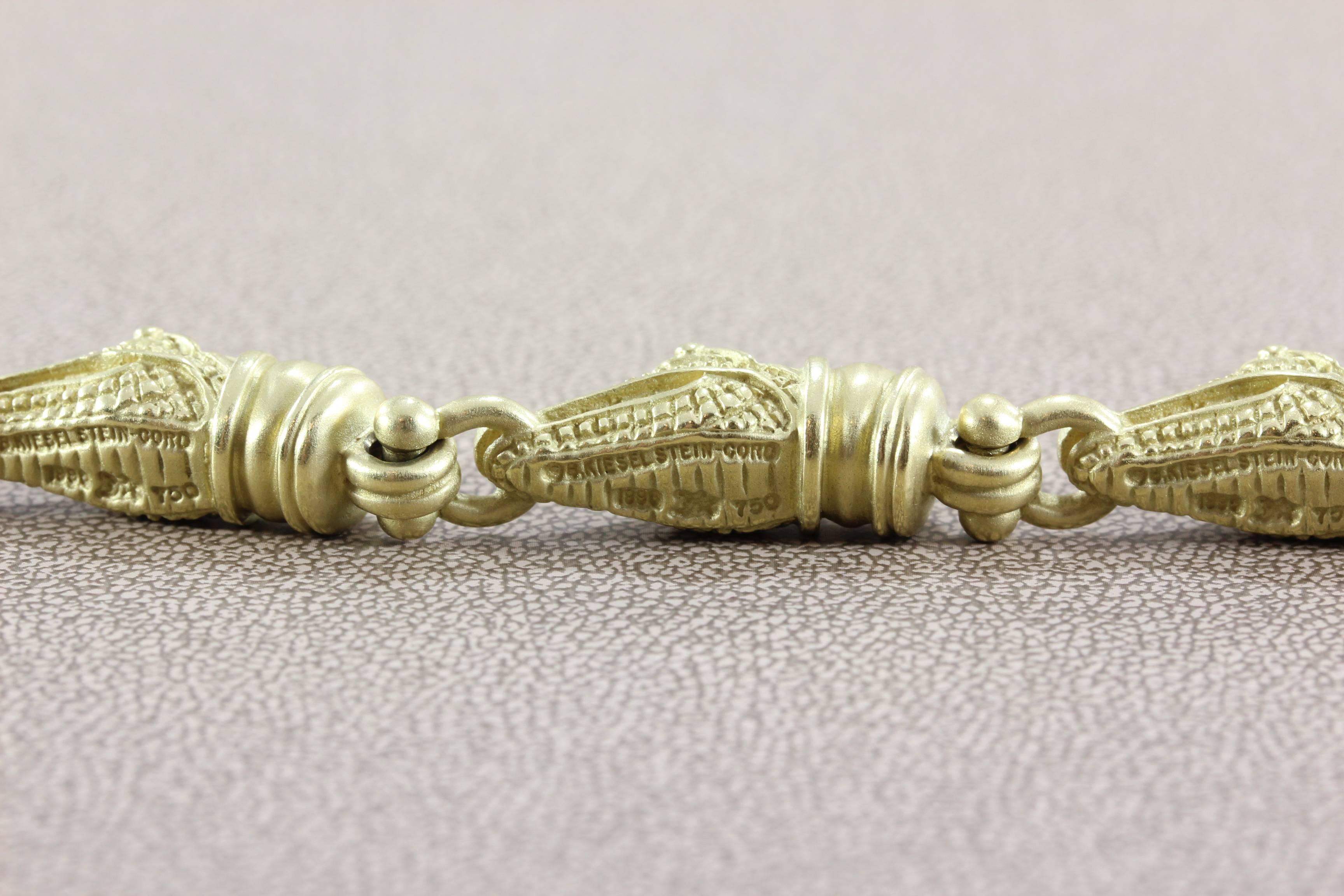 Kieselstein-Cord Gold Alligator Link Bracelet In Excellent Condition In Beverly Hills, CA