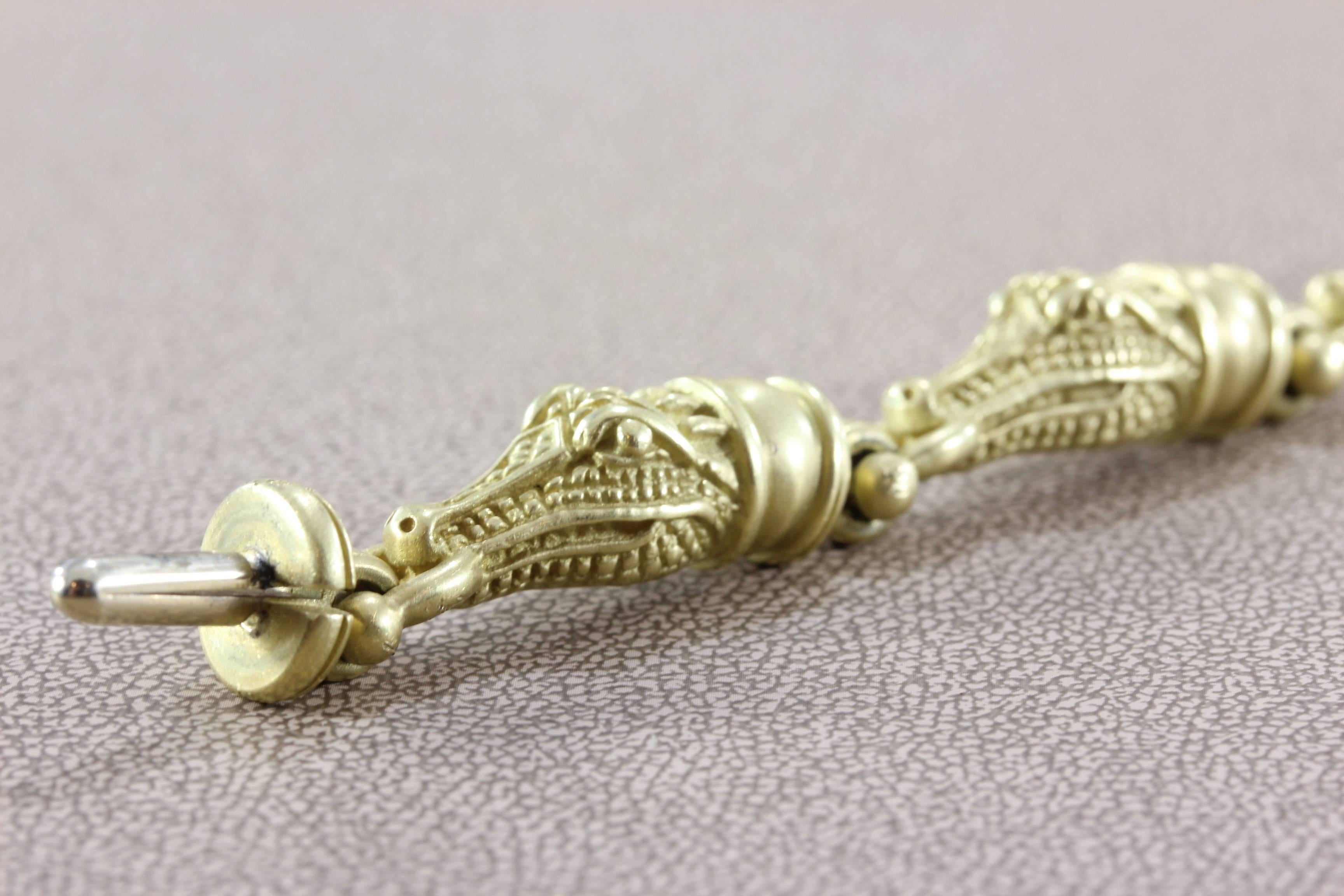 Women's or Men's Kieselstein-Cord Gold Alligator Link Bracelet