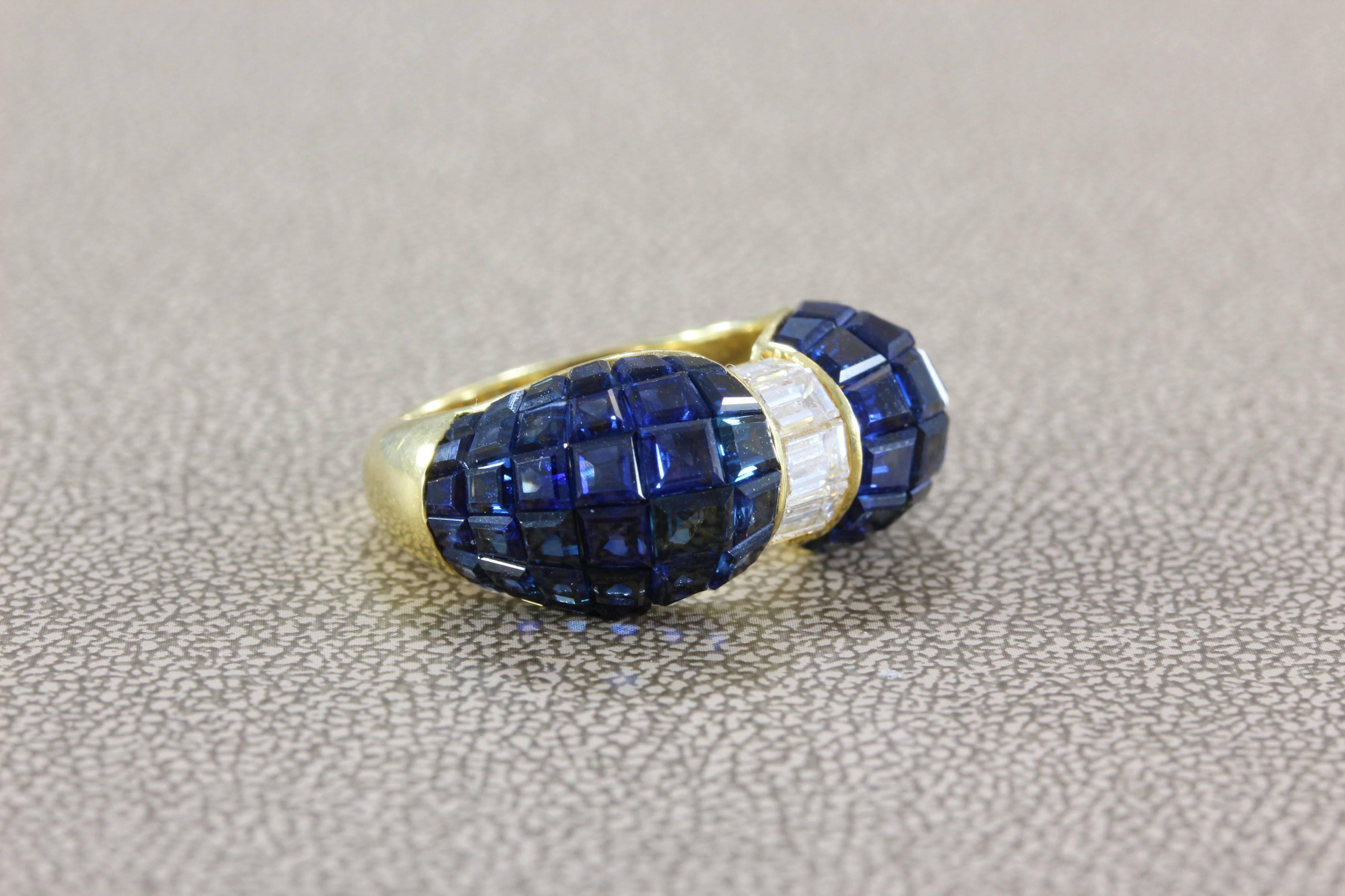 Blue Sapphire Diamond Gold Ring 1