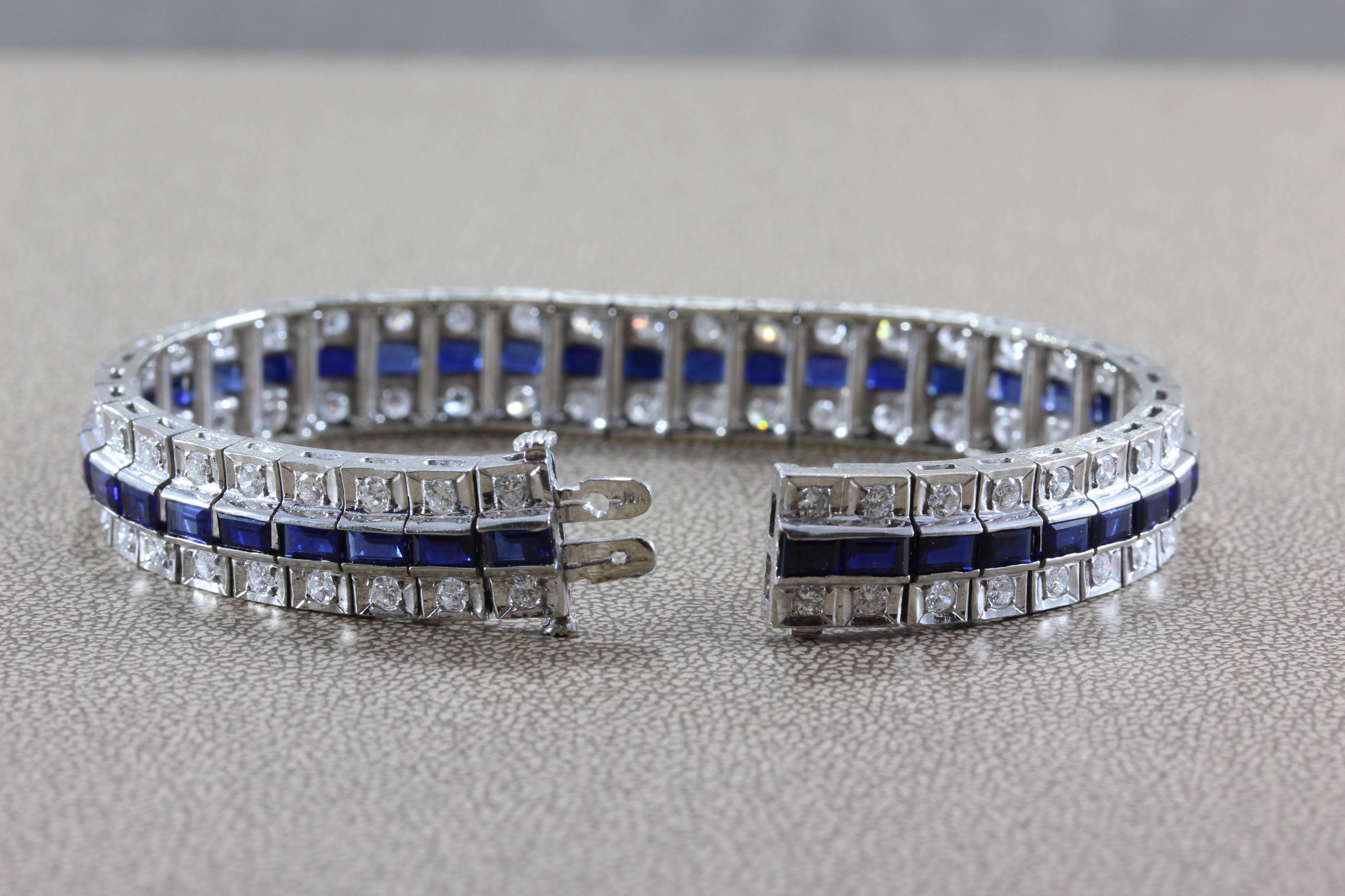 Diamond Sapphire Gold Bracelet In Excellent Condition In Beverly Hills, CA