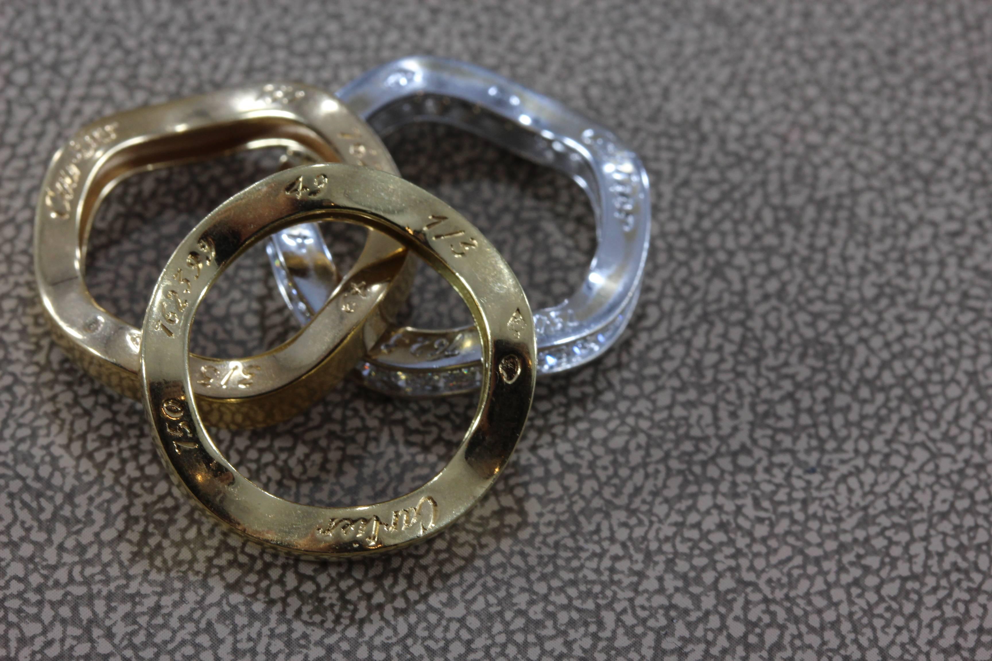 Cartier Diamant Gold Stapelbarer Trinity-Ring Set Damen im Angebot