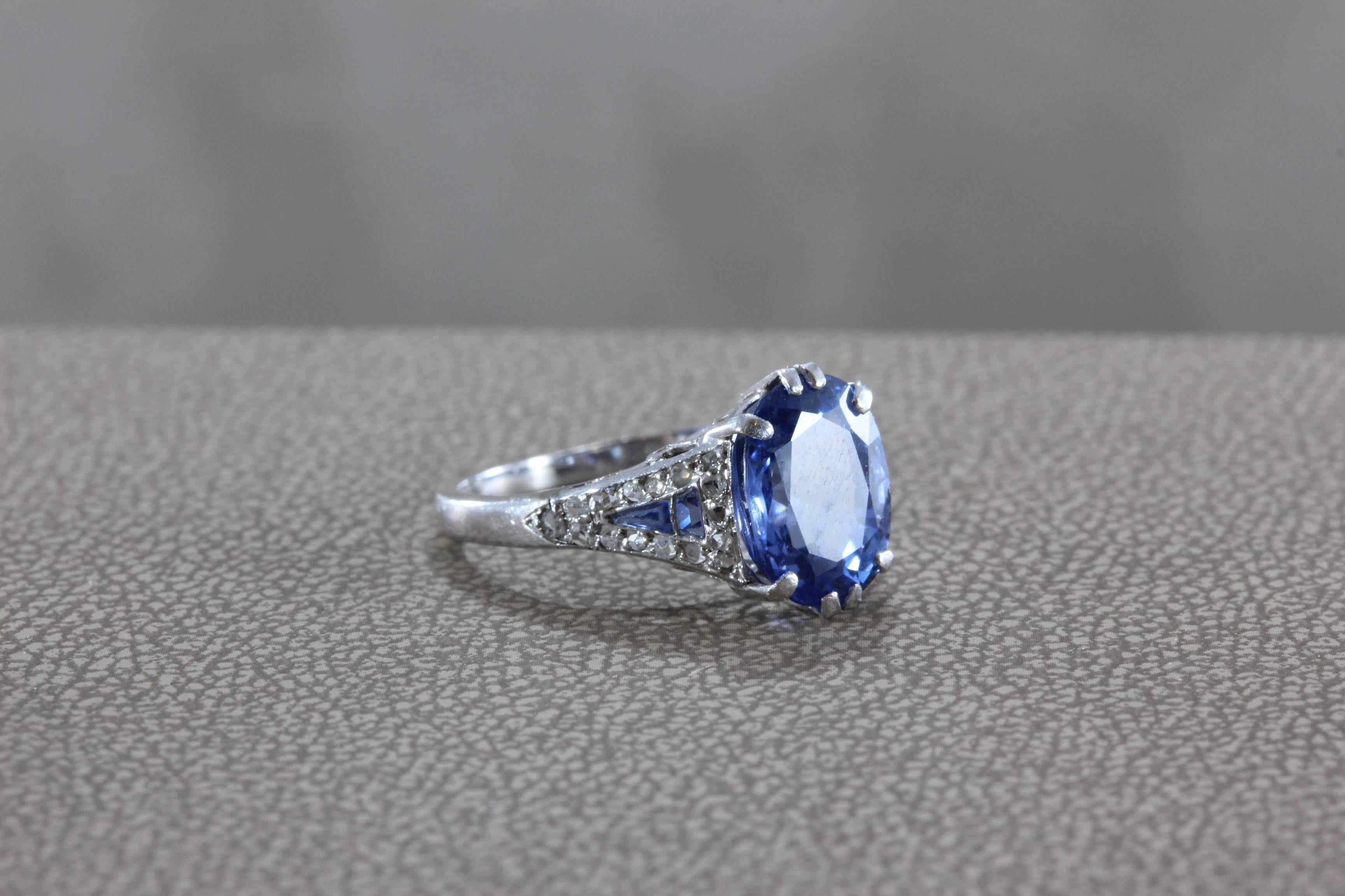 Mauboussin Sapphire Diamond Platinum Ring In Excellent Condition In Beverly Hills, CA