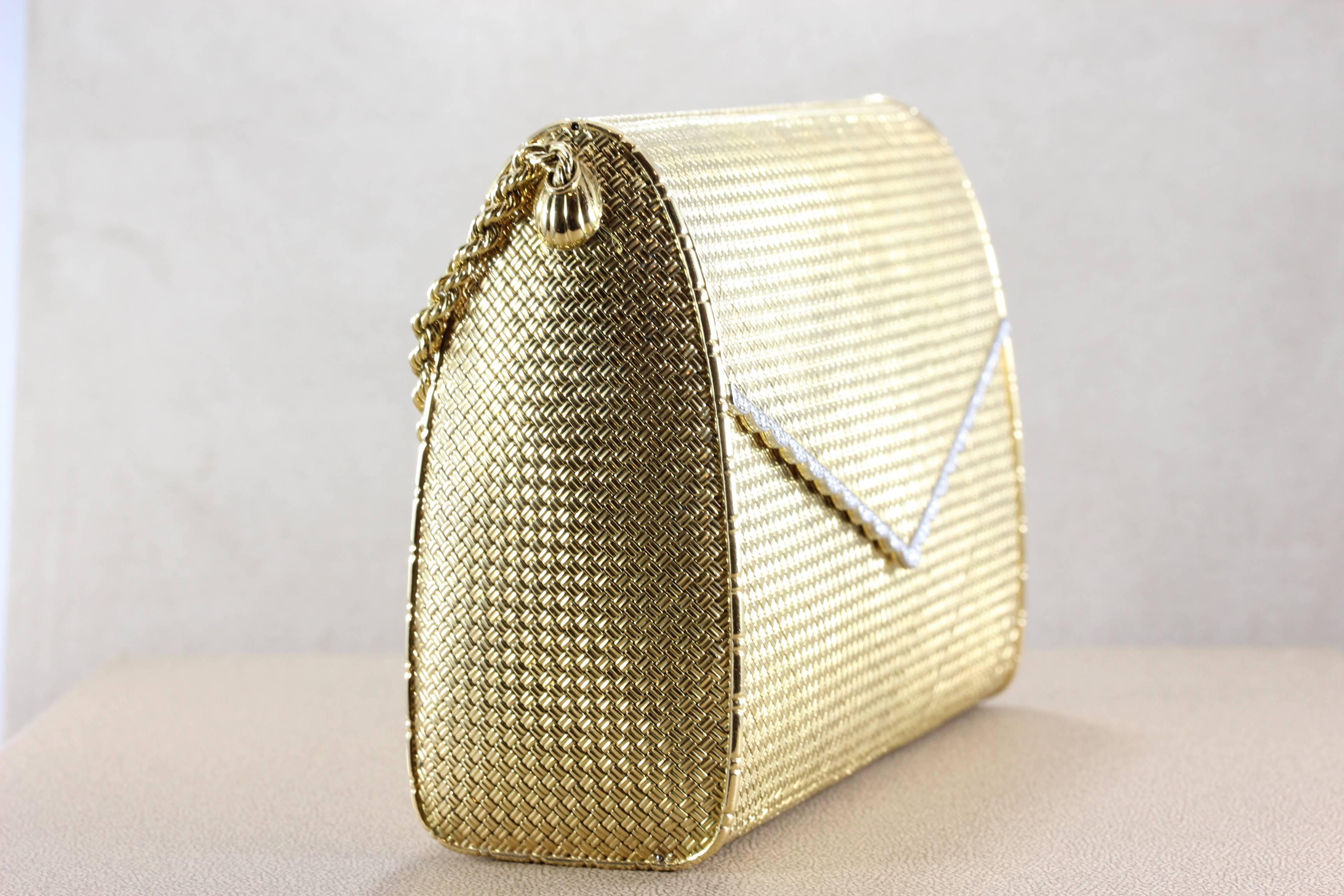 Cartier Paris Abendhandtasche aus Gold mit Diamanten im Zustand „Neu“ in Beverly Hills, CA