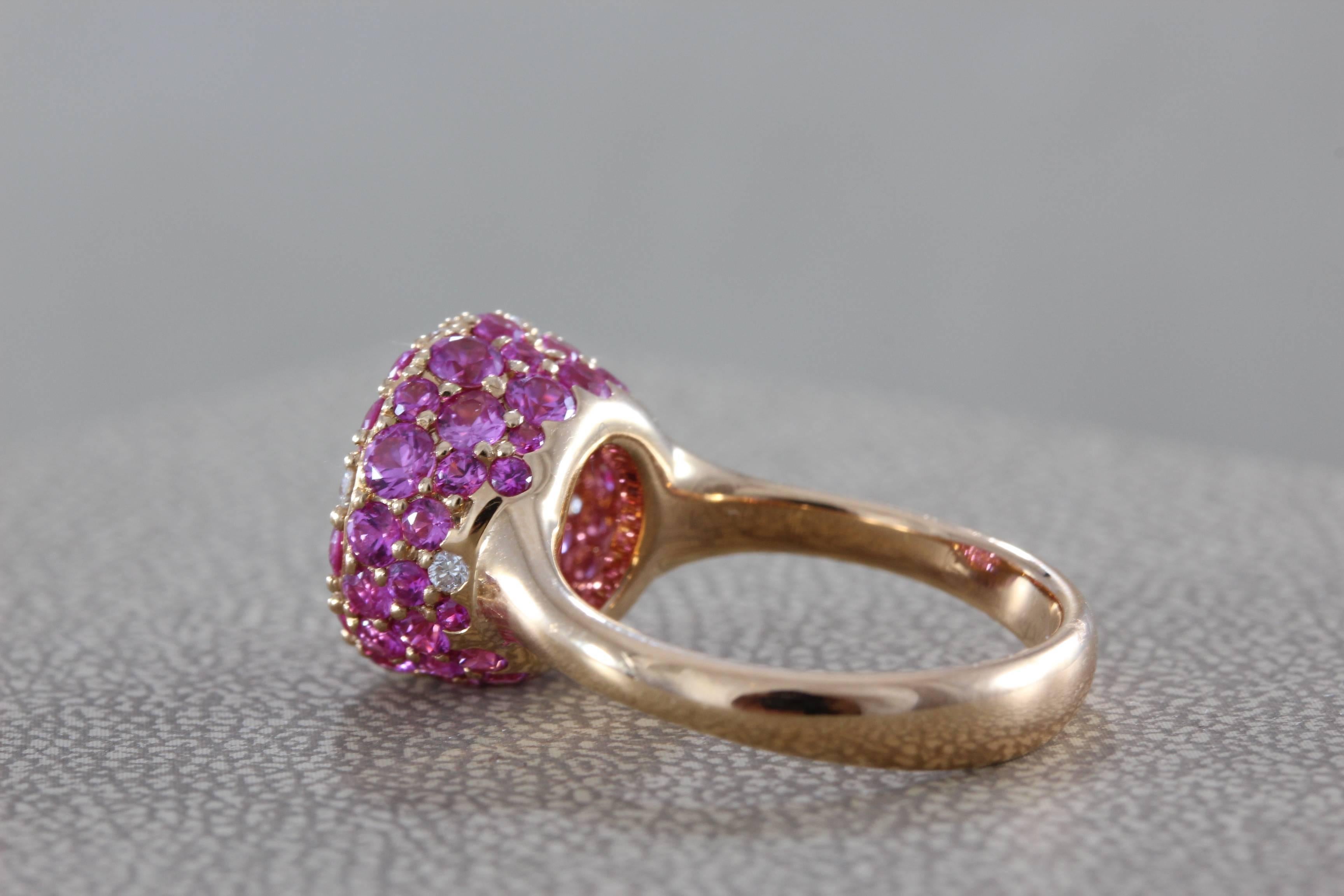Pink Sapphire Diamond Gold Ring For Sale 1