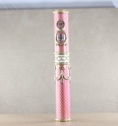 Russian Diamond Enamel Gem Set Gold Cigar Holder