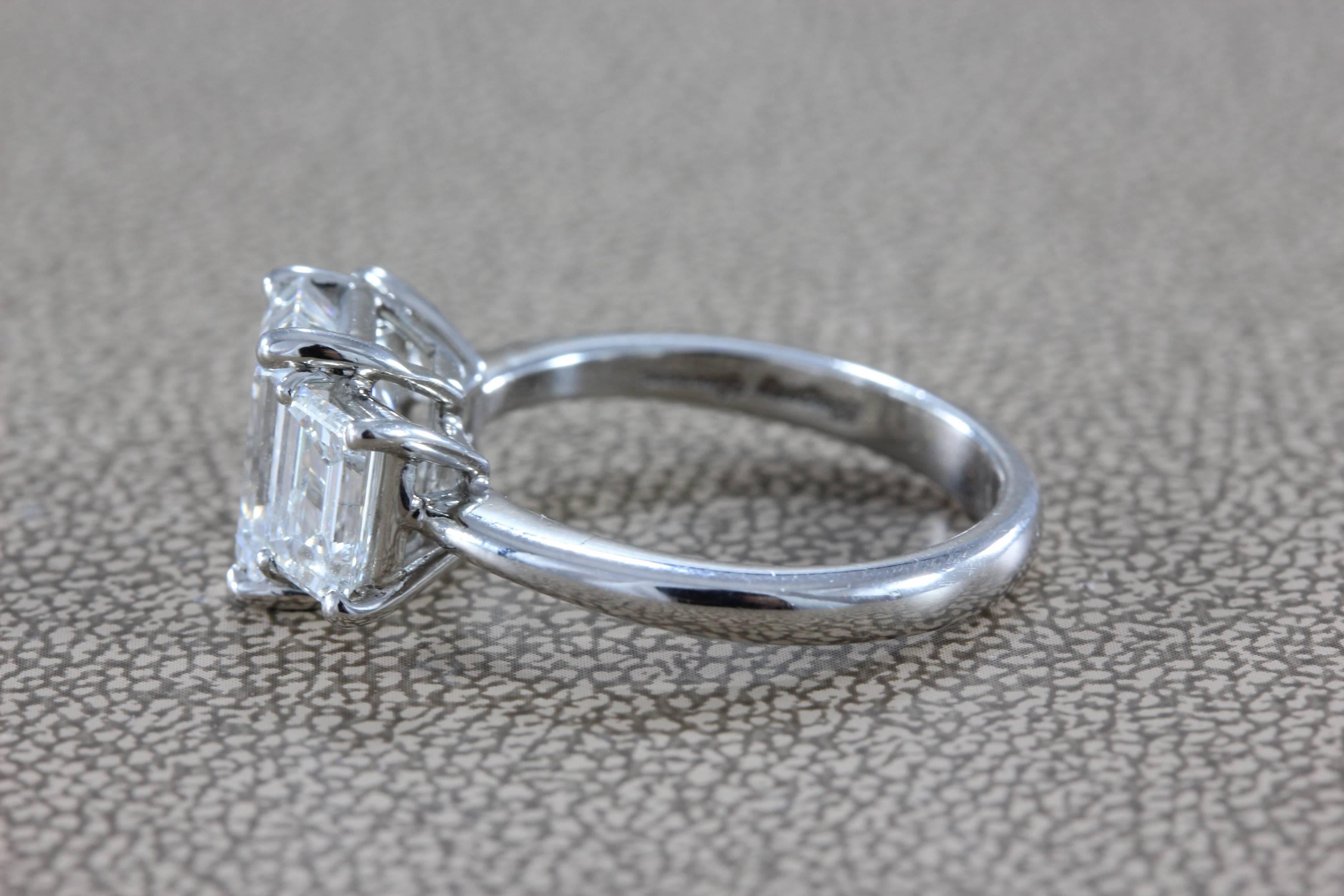 2.28 Carat Diamond Emerald Cut E/VVS Platinum Engagement Ring In New Condition In Beverly Hills, CA
