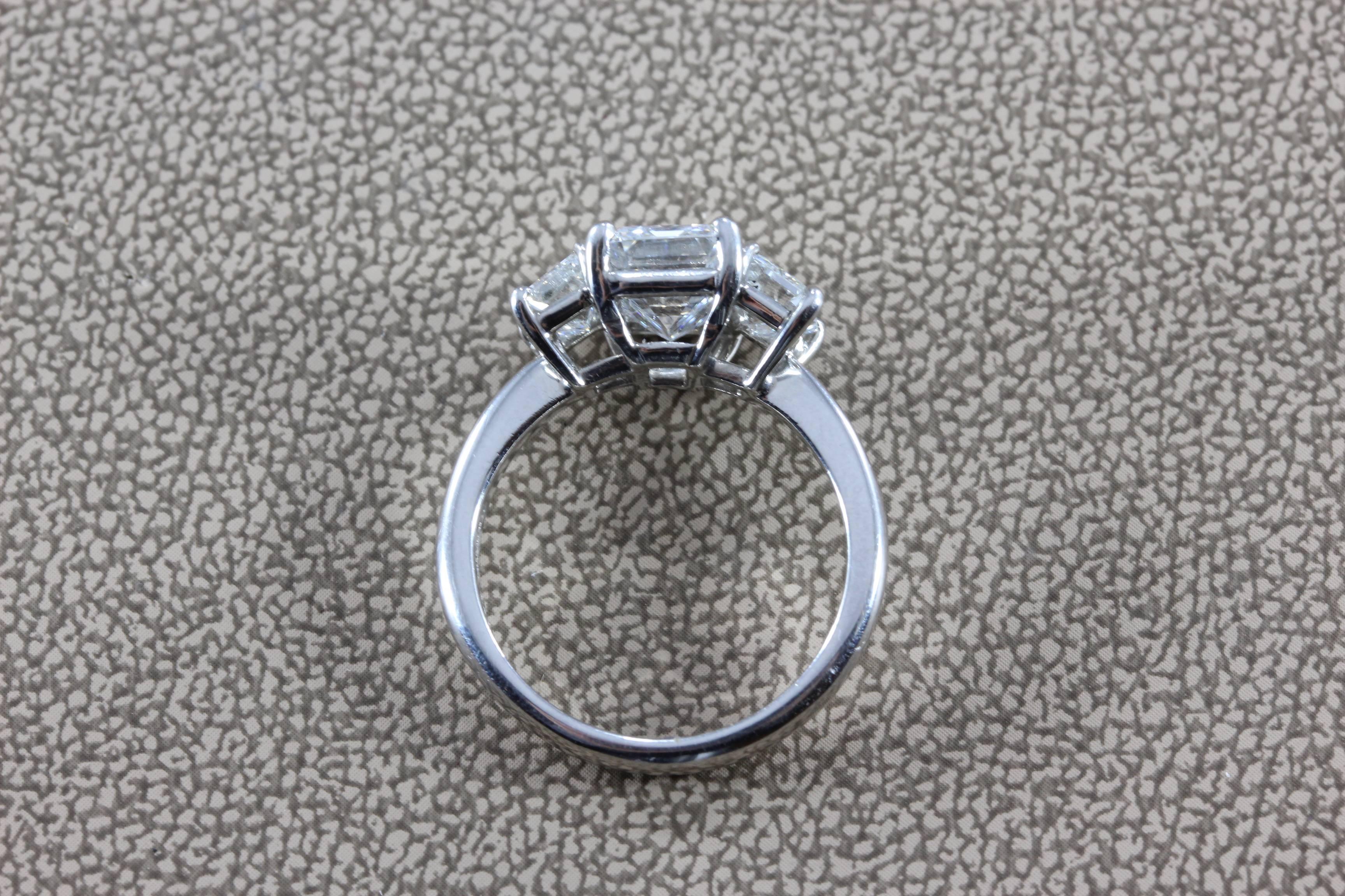 Women's 2.28 Carat Diamond Emerald Cut E/VVS Platinum Engagement Ring