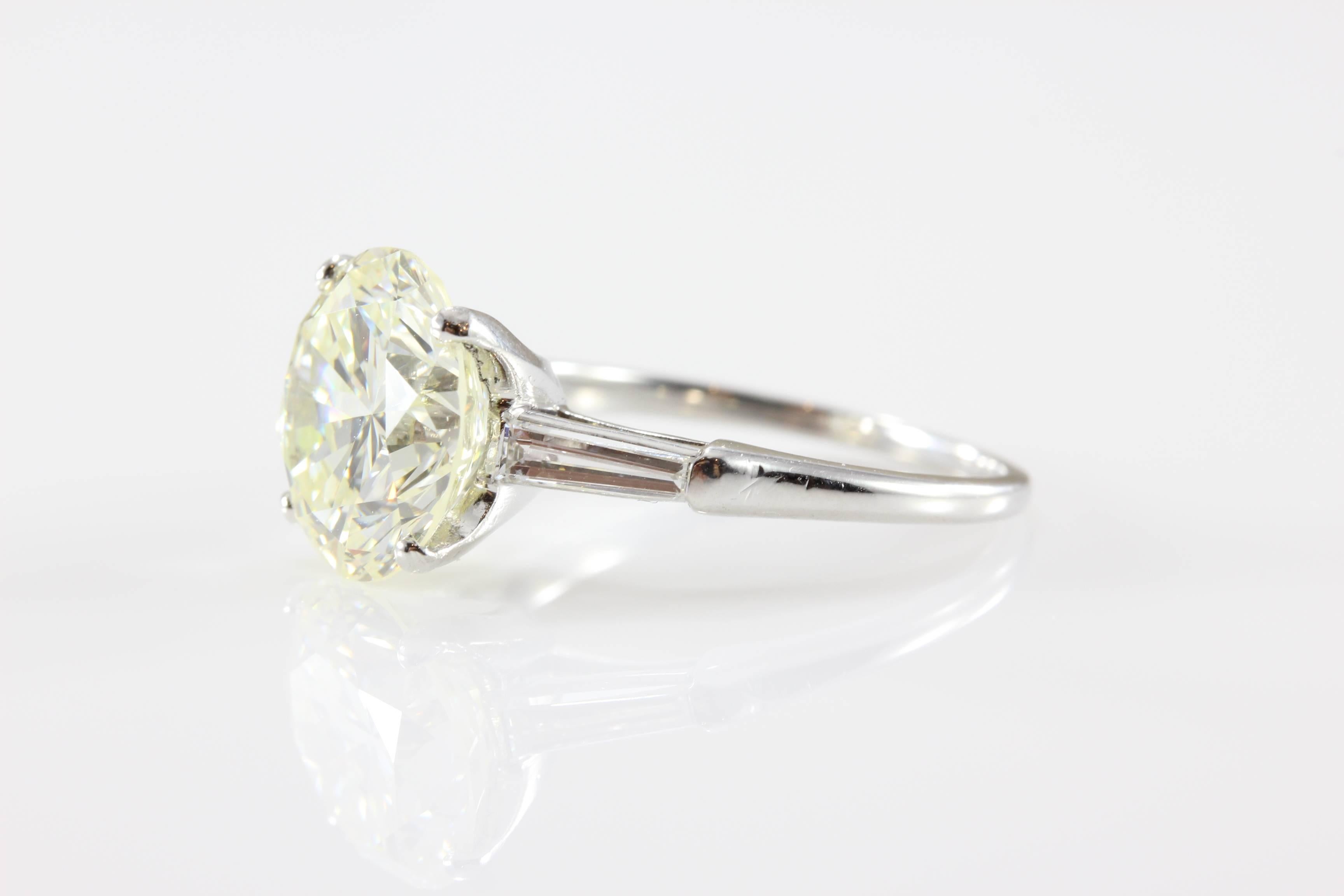 4.36 Carat Diamond Round Cut Platinum Engagement Ring In New Condition In Beverly Hills, CA