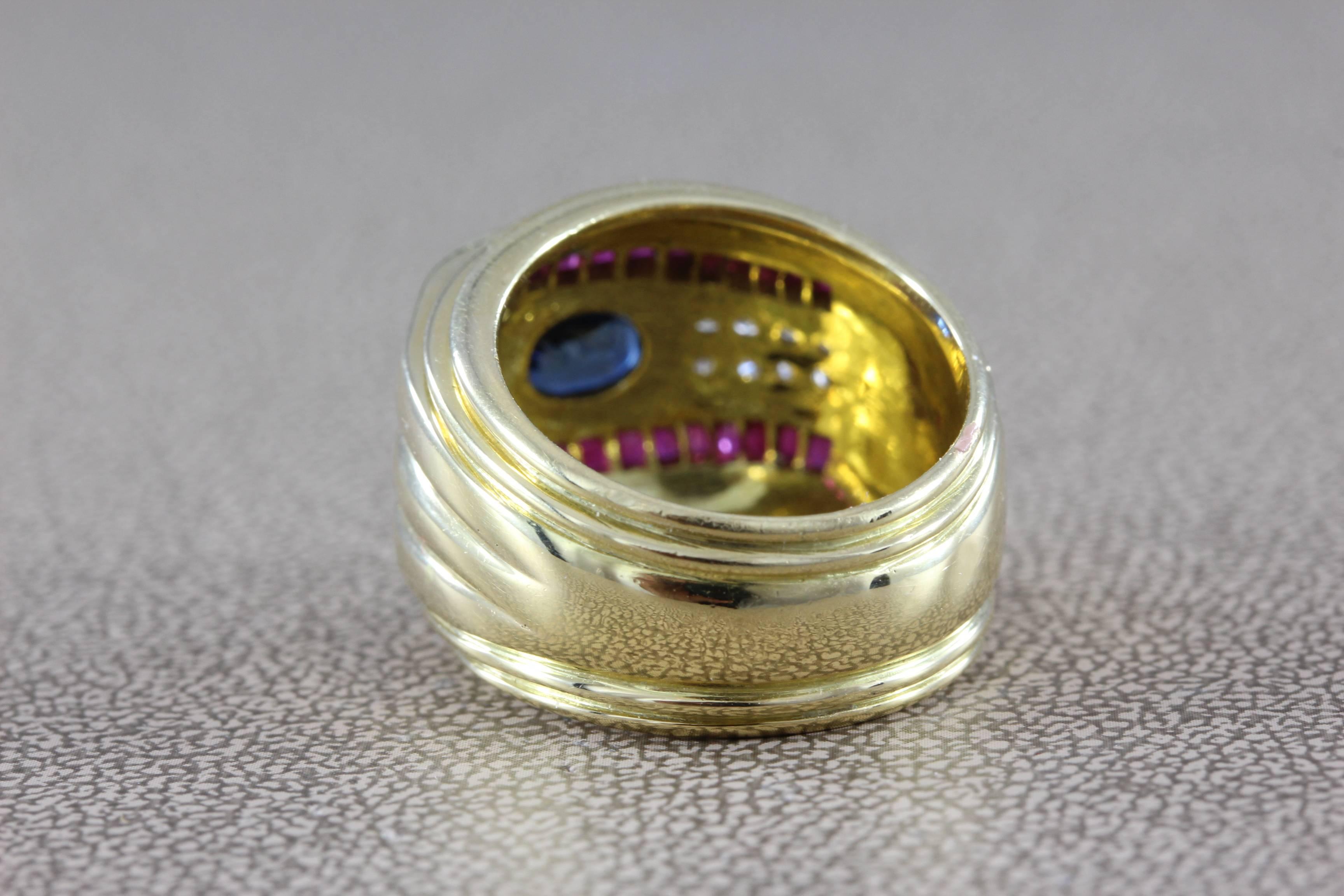 Sapphire Ruby Diamond Gold Ring 1