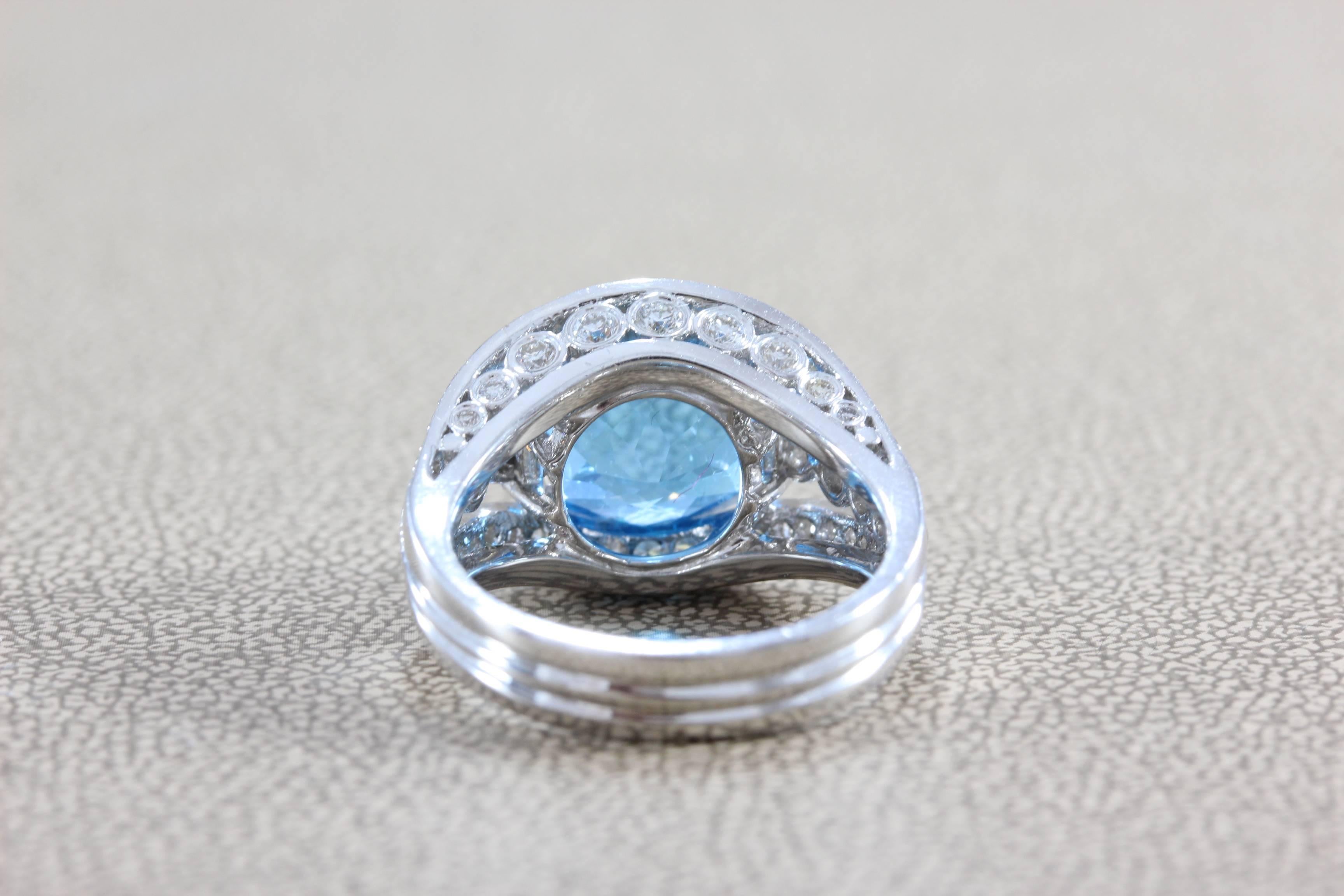 Women's or Men's Neil Joseph Blue Topaz Diamond Gold Ring