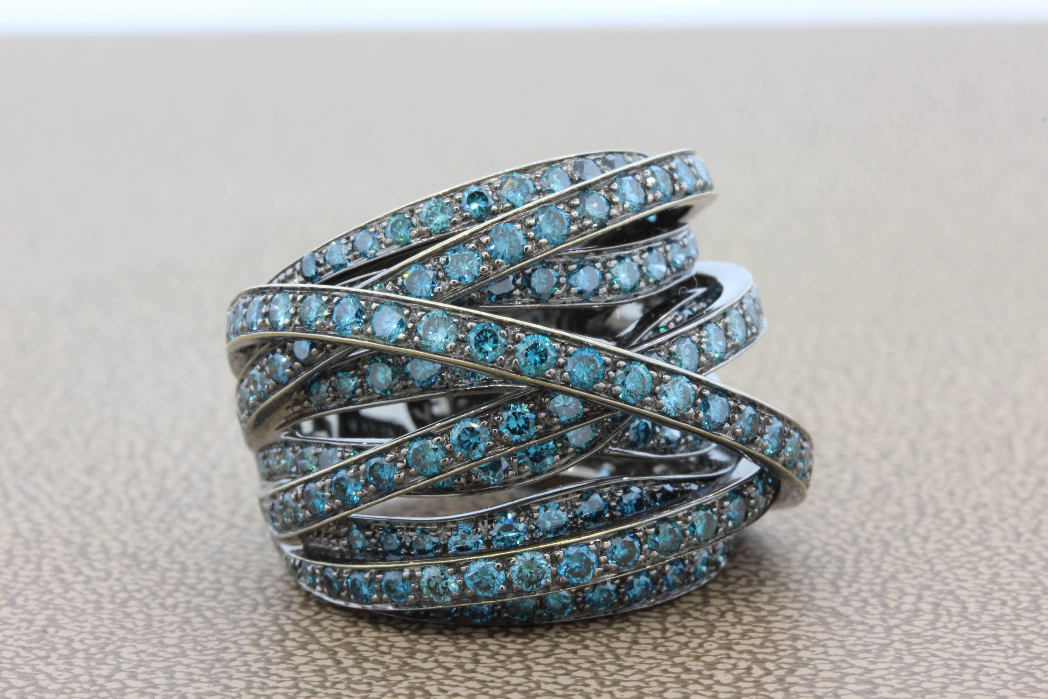 black gold blue diamond ring