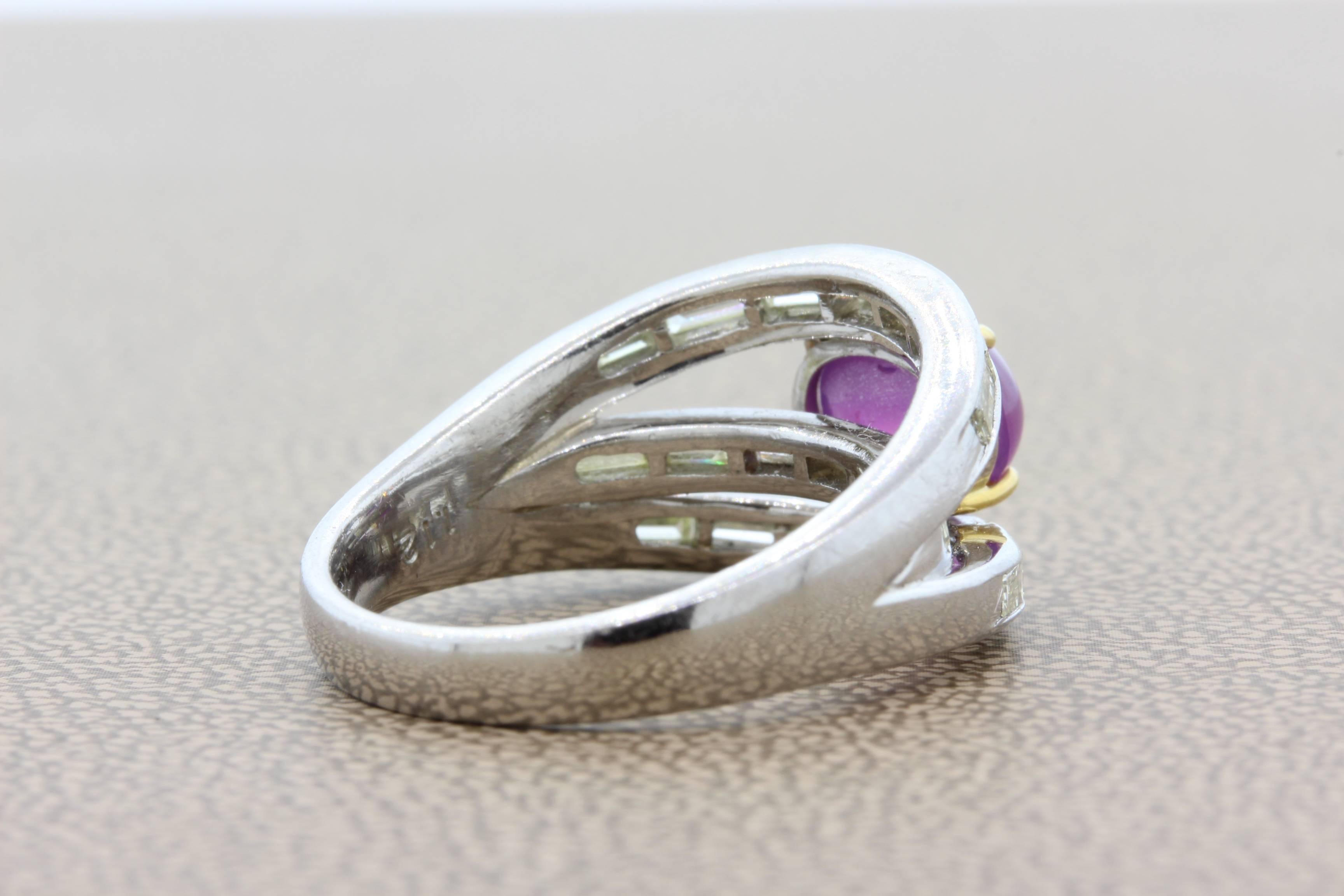 Star Ruby Diamond Platinum Ring In New Condition For Sale In Beverly Hills, CA
