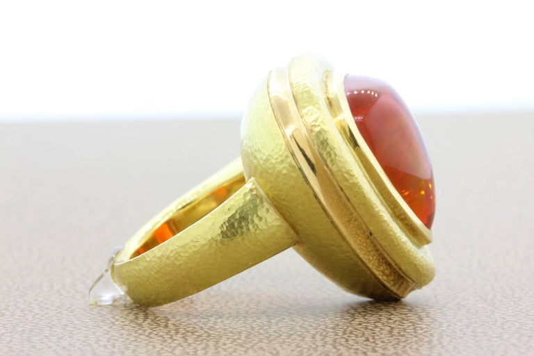 Women's or Men's Mexican Fire Opal Gold Cocktail Ring