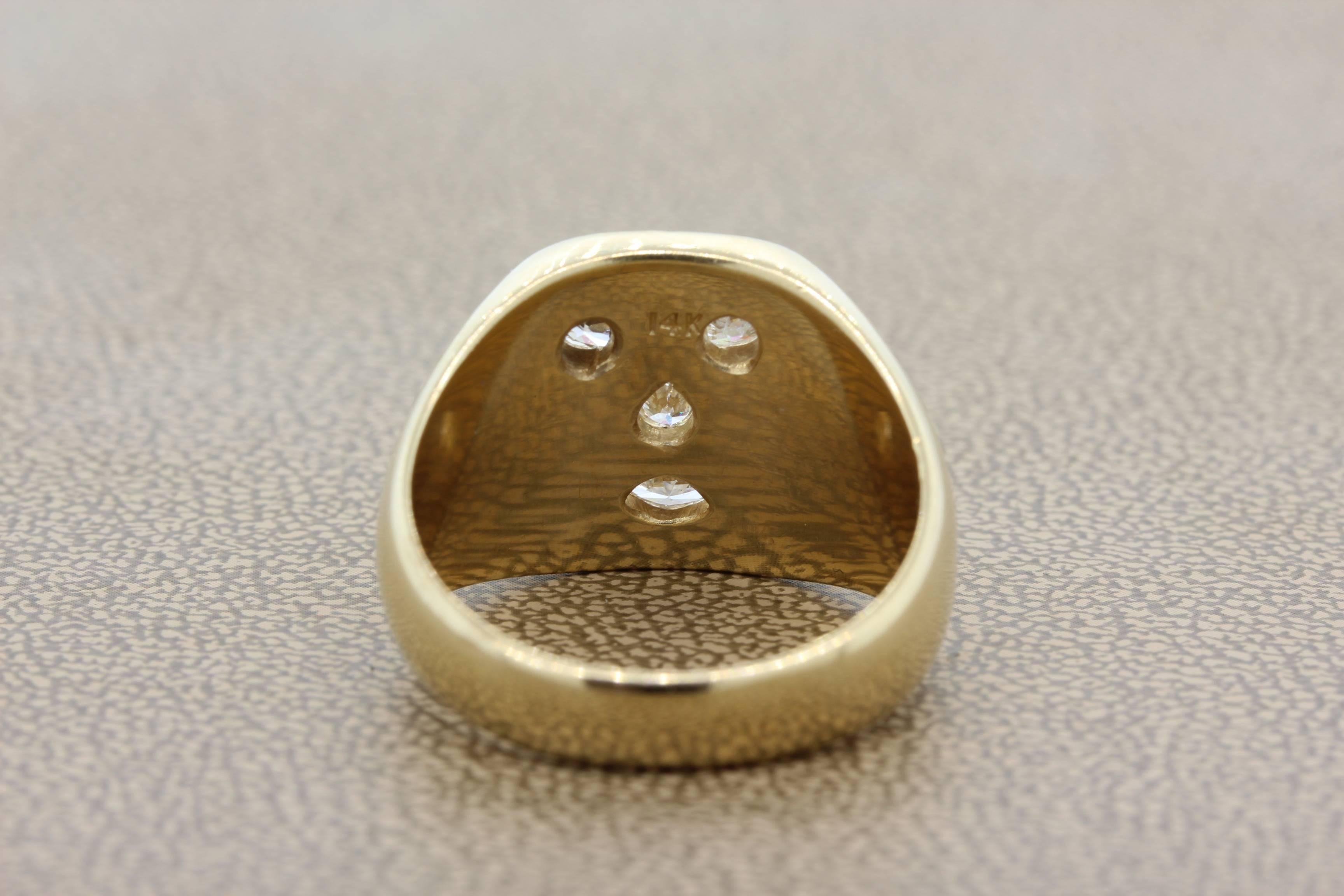 Women's or Men's Gentlemen Diamond Gold Face Ring For Sale