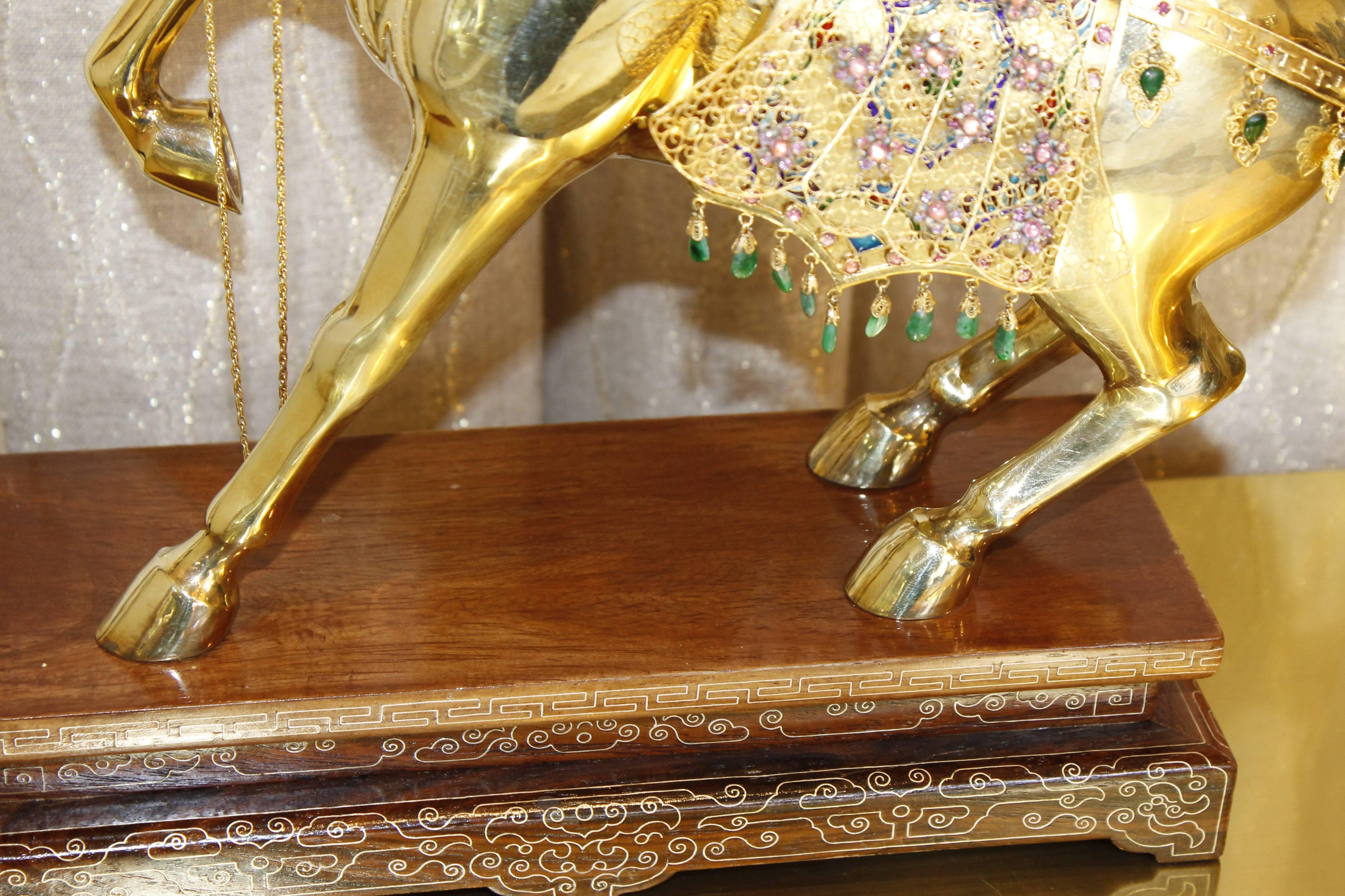 14 Karat Semi Precious Stone Horse In New Condition In Beverly Hills, CA