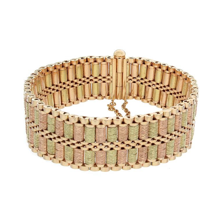 Iranian TwoTone Textured Gold Bracelet For Sale at 1stDibs iranian