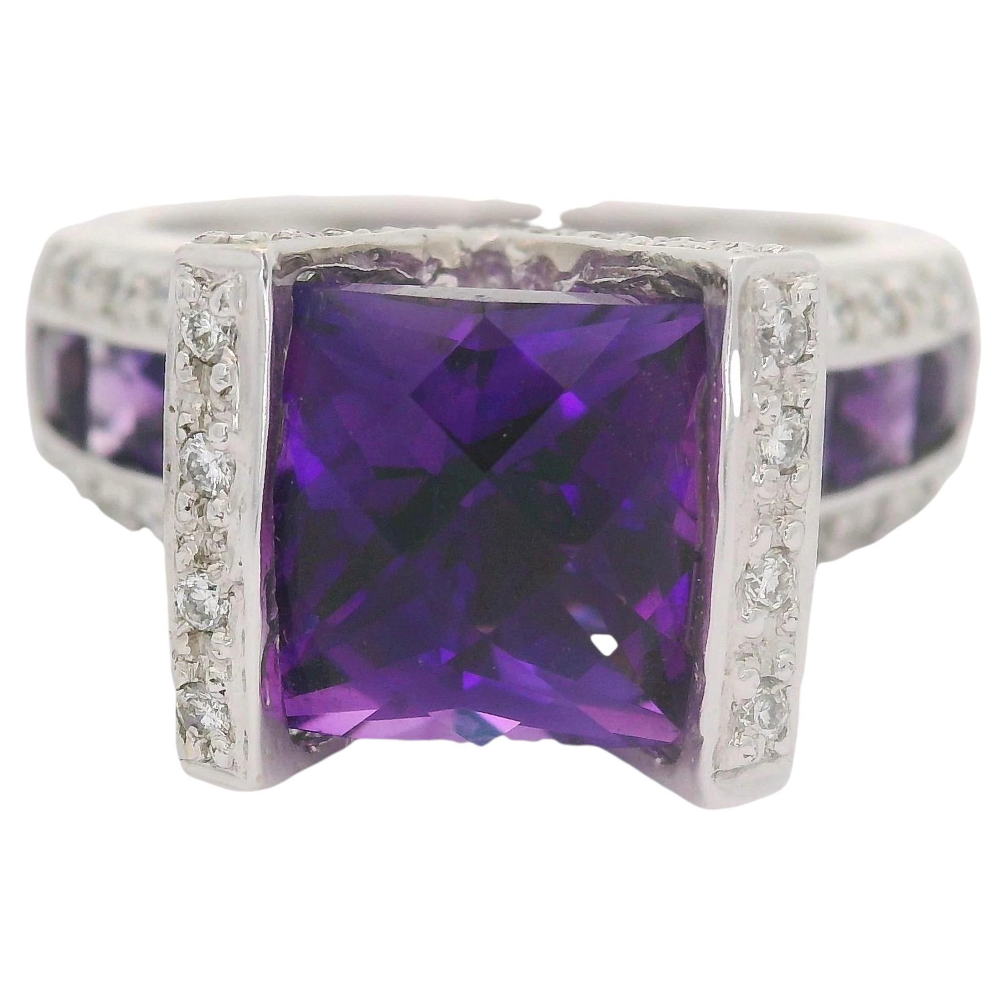 Bellari Amethyst-Diamant-Ring aus 18-karätigem Weißgold