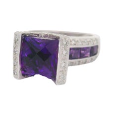 Bellari Amethyst Diamond 18K White Gold Ring