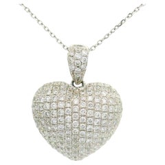 Diamond 18K White Gold Pavé-set Drop Heart Pendant Necklace