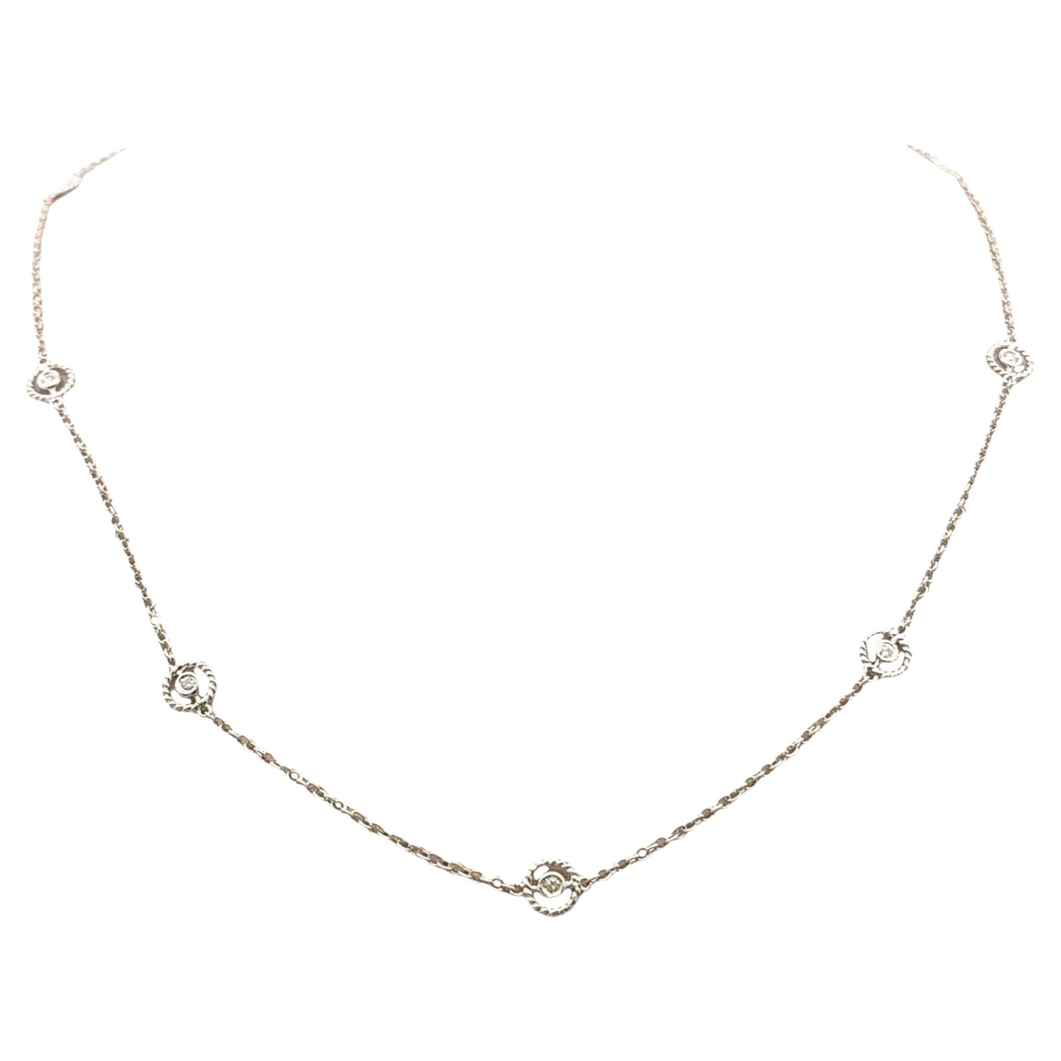 Diamond-by-the-Yard 18K White Gold Bezel-Set Necklace For Sale