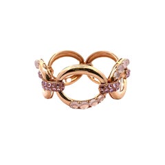 Moonstone Pink Sapphire 18K Rose Gold Chain Bracelet