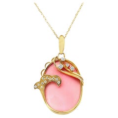 Pink Opal Diamond 18k Yellow Gold Necklace