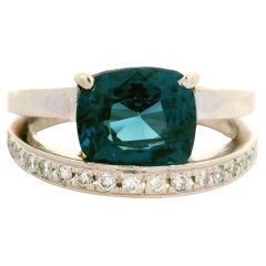 Anello a doppio giro in platino con diamante e spinello blu da 2,74 carati, certificato AGL