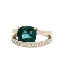 Anello a doppio giro in platino con diamante e spinello blu da 2,74 carati, certificato AGL