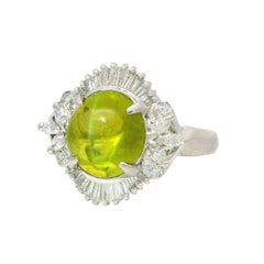4.18 Carat Cats Eye Chrysoberyl Diamond Platinum Ring