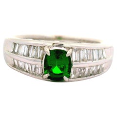 Tsavorite Garnet Diamond Platinum Ring