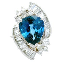 Blue Sapphire Diamond Platinum Ring