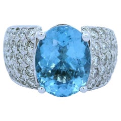 5.45 Carat No-Heat Paraiba Tourmaline Diamond 14K White Gold Ring, AGL Certified
