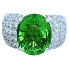 6.23 Carat Green Paraiba Tourmaline Diamond 14K White Gold Ring, AGL Certified