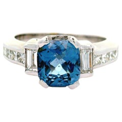Blue Spinel Diamond 14K White Gold Ring