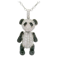 Diamond 18K White Gold Panda Pendant Necklace