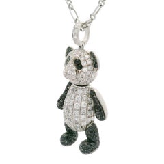 Diamond 18K White Gold Panda Pendant Necklace