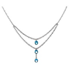 Swiss Topaz Diamond Gold Double-Layer Necklace