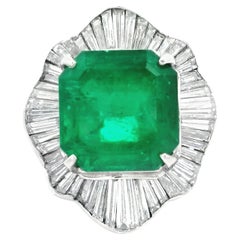 Important 11.57 Carat “Muzo Green” Colombian Emerald Diamond Platinum Ring