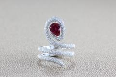 GIA Certified Ruby Diamond Serpentine Gold Ring