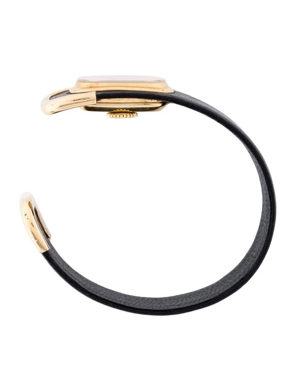Tiffany And Co Las Yellow Gold Leather Cuff Wrisch For Las 18k Yellow Gold 18x22mm Tiffany Co Watch With Swiss Made Manual Wind