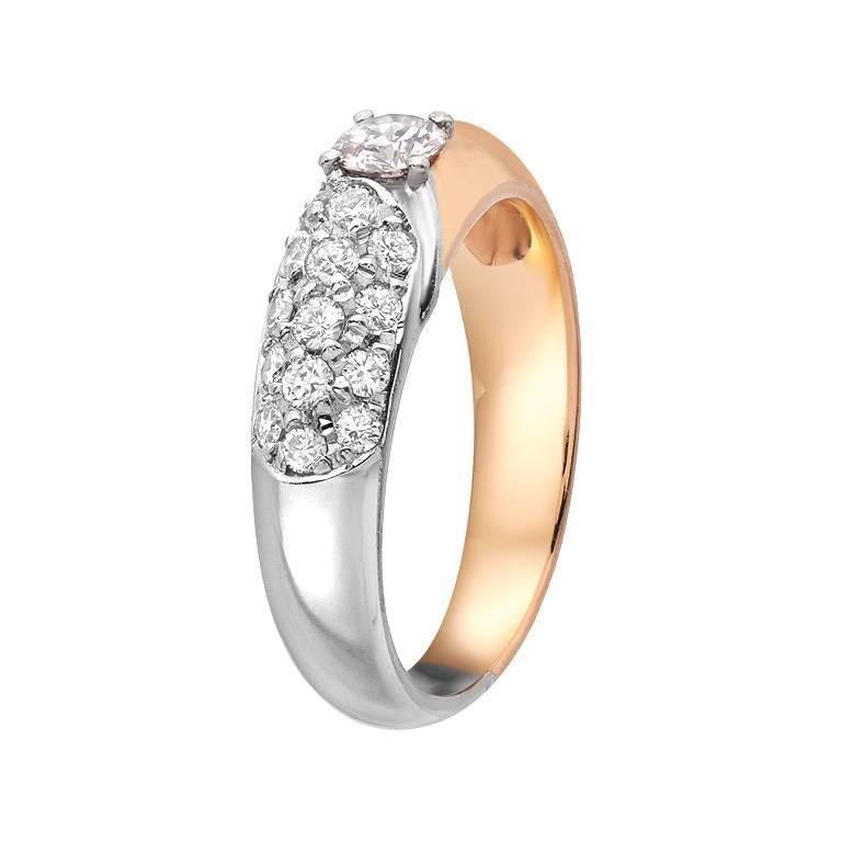 Round Cut Pink Diamond Gold Platinum Ring  For Sale
