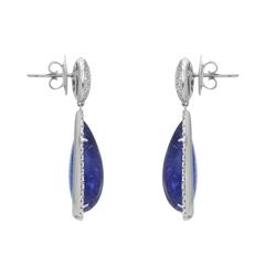 Cabochon Tanzanite Diamond Gold Drop Earrings
