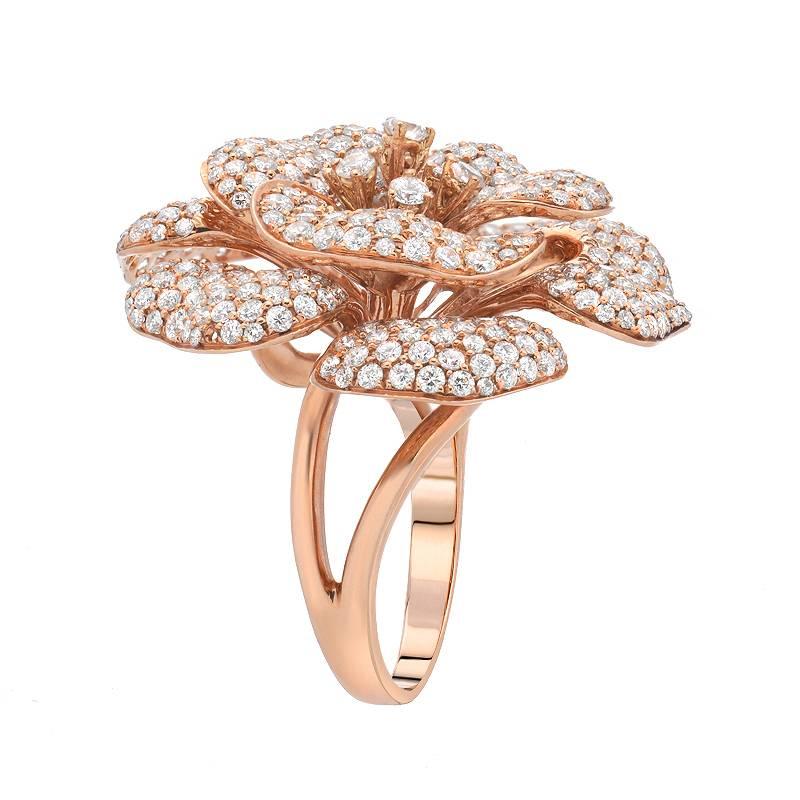 rose gold flower ring with diamonds