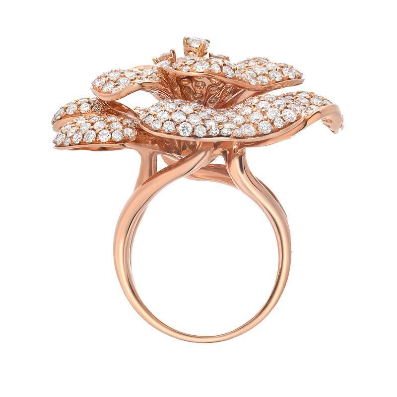 rose gold diamond flower ring