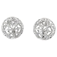 Diamond Open Dome 18k White Gold Star Cluster Earrings