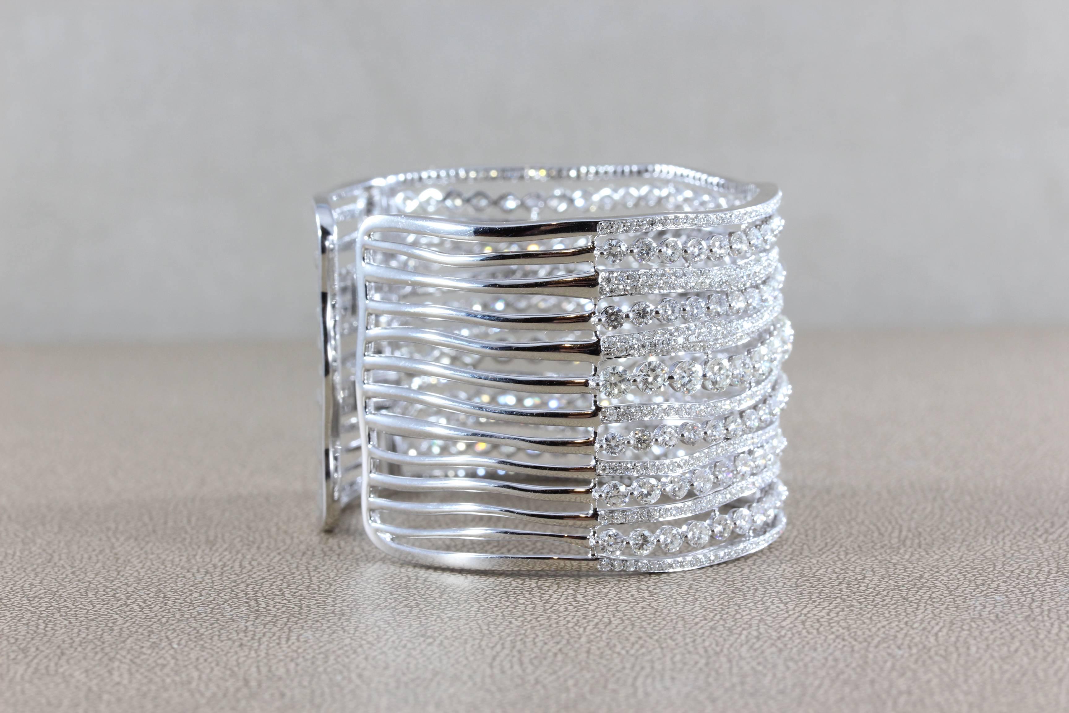 Women's Multi Row Diamond Gold Cuff Bracelet